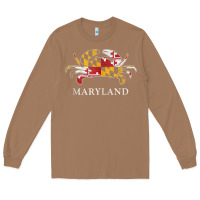 Toasted Coconut retro maryland crab state flag vintage travel tank top Long Sleeve Tee - linhVisuals