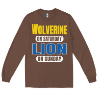 Chestnut wolverine on saturday lion on sunday fans detroit vintage pullover hoo Long Sleeve Tee - linhVisuals