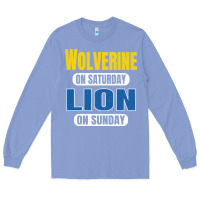 Colony Blue wolverine on saturday lion on sunday fans detroit vintage pullover hoo Long Sleeve Tee - linhVisuals