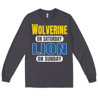 Wolverine On Saturday Lion On Sunday Fans Detroit Vintage Pullover Hoo Long Sleeve Tee | Teevron