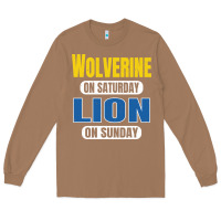 Toasted Coconut wolverine on saturday lion on sunday fans detroit vintage pullover hoo Long Sleeve Tee - linhVisuals