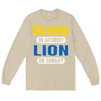Mushroom wolverine on saturday lion on sunday fans detroit vintage pullover hoo Long Sleeve Tee - linhVisuals
