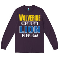 Plum wolverine on saturday lion on sunday fans detroit vintage pullover hoo Long Sleeve Tee - linhVisuals