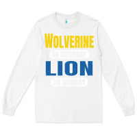 White wolverine on saturday lion on sunday fans detroit vintage pullover hoo Long Sleeve Tee - linhVisuals