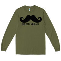 Army Green MUSTACHE Long Sleeve Tee - linhVisuals