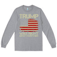 Heather Grey vintage usa american flag trump was right about everything pullover ho Long Sleeve Tee - linhVisuals