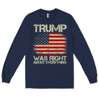 Navy vintage usa american flag trump was right about everything pullover ho Long Sleeve Tee - linhVisuals