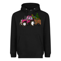 Black Pink Christmas Farm Tractor Heavyweight Hoodie - RanaPortraitStore