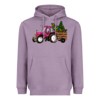 Lavender Pink Christmas Farm Tractor Heavyweight Hoodie - RanaPortraitStore