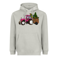 Moon Dust Pink Christmas Farm Tractor Heavyweight Hoodie - RanaPortraitStore