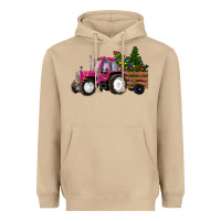 Mushroom Pink Christmas Farm Tractor Heavyweight Hoodie - RanaPortraitStore