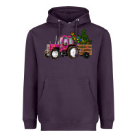 Plum Pink Christmas Farm Tractor Heavyweight Hoodie - RanaPortraitStore