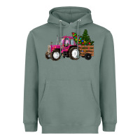 Sage Pink Christmas Farm Tractor Heavyweight Hoodie - RanaPortraitStore