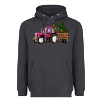Smoke Pink Christmas Farm Tractor Heavyweight Hoodie - RanaPortraitStore
