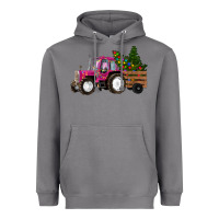 Storm Pink Christmas Farm Tractor Heavyweight Hoodie - RanaPortraitStore