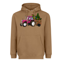 Toasted Coconut Pink Christmas Farm Tractor Heavyweight Hoodie - RanaPortraitStore