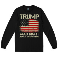 Black vintage usa american flag trump was right about everything pullover ho Long Sleeve Tee - linhVisuals