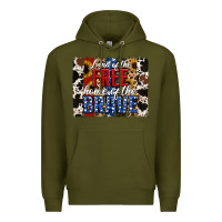 Army Green land of the free  th of july brushstroke Premium Hoodie - Jasminsmagicworld