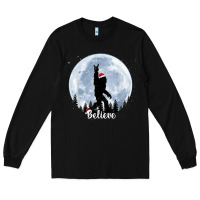 Black santa bigfoot christmas rock funny sasquatch believe xmas t shirt Long Sleeve Tee - linhVisuals