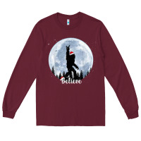 Burgundy santa bigfoot christmas rock funny sasquatch believe xmas t shirt Long Sleeve Tee - linhVisuals