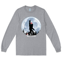 Heather Grey santa bigfoot christmas rock funny sasquatch believe xmas t shirt Long Sleeve Tee - linhVisuals