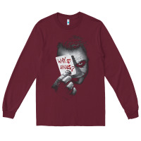 Burgundy us dc dark knight photo why so serious 01 black h pullover hoodie Long Sleeve Tee - linhVisuals