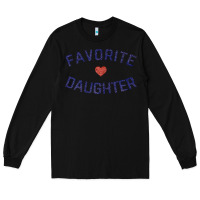 Black womens favorite daughter heart distressed vintage faded classic t shir Long Sleeve Tee - linhVisuals