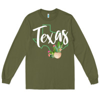 Army Green texas state map pride cactus vintage texas sweatshirt Long Sleeve Tee - linhVisuals