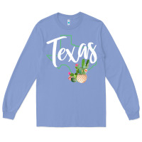 Colony Blue texas state map pride cactus vintage texas sweatshirt Long Sleeve Tee - linhVisuals