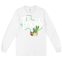 White texas state map pride cactus vintage texas sweatshirt Long Sleeve Tee - linhVisuals