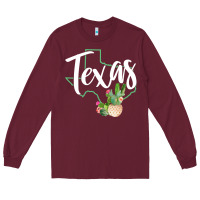 Burgundy texas state map pride cactus vintage texas sweatshirt Long Sleeve Tee - linhVisuals