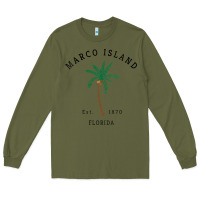 Army Green womens marco island florida colorful palm tree retro novelty art v nec Long Sleeve Tee - linhVisuals