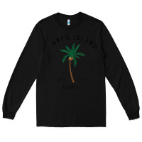 Black womens marco island florida colorful palm tree retro novelty art v nec Long Sleeve Tee - linhVisuals