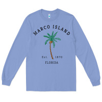Colony Blue womens marco island florida colorful palm tree retro novelty art v nec Long Sleeve Tee - linhVisuals