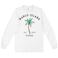 White womens marco island florida colorful palm tree retro novelty art v nec Long Sleeve Tee - linhVisuals