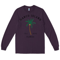 Plum womens marco island florida colorful palm tree retro novelty art v nec Long Sleeve Tee - linhVisuals
