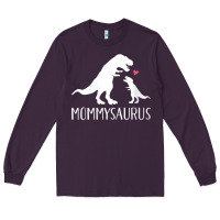 Plum womens mommysaurus mom and baby dinosaur v neck t shirt Long Sleeve Tee - linhVisuals