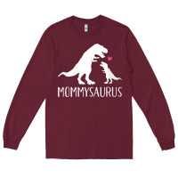 Burgundy womens mommysaurus mom and baby dinosaur v neck t shirt Long Sleeve Tee - linhVisuals