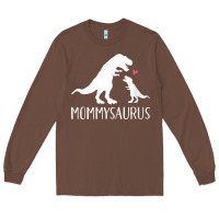 Chestnut womens mommysaurus mom and baby dinosaur v neck t shirt Long Sleeve Tee - linhVisuals
