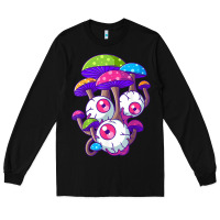 Black psychedelic mushroom hippie magic fungus shrooms trance rave t shirt Long Sleeve Tee - linhVisuals