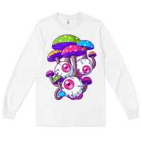 White psychedelic mushroom hippie magic fungus shrooms trance rave t shirt Long Sleeve Tee - linhVisuals