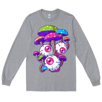 Heather Grey psychedelic mushroom hippie magic fungus shrooms trance rave t shirt Long Sleeve Tee - linhVisuals