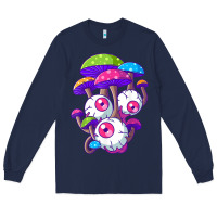 Navy psychedelic mushroom hippie magic fungus shrooms trance rave t shirt Long Sleeve Tee - linhVisuals