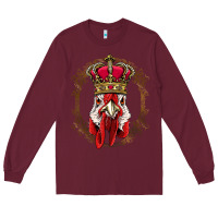 Burgundy chicken chick king chicken wearing crown queen chicken animal 228 roos Long Sleeve Tee - linhVisuals