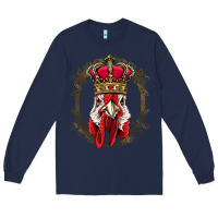 Navy chicken chick king chicken wearing crown queen chicken animal 228 roos Long Sleeve Tee - linhVisuals