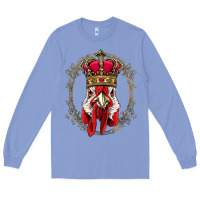 Colony Blue chicken chick king chicken wearing crown queen chicken animal 228 roos Long Sleeve Tee - linhVisuals