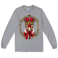 Heather Grey chicken chick king chicken wearing crown queen chicken animal 228 roos Long Sleeve Tee - linhVisuals