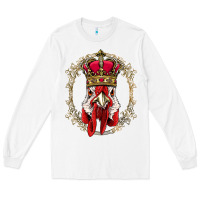 White chicken chick king chicken wearing crown queen chicken animal 228 roos Long Sleeve Tee - linhVisuals