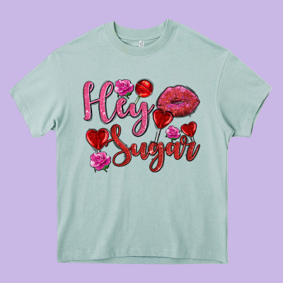 Hey Sugar With Lips And Candies Olivia Heavy Core Tee Designed By Oliviacreatesart