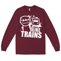 Burgundy i like trains Long Sleeve Tee - linhVisuals